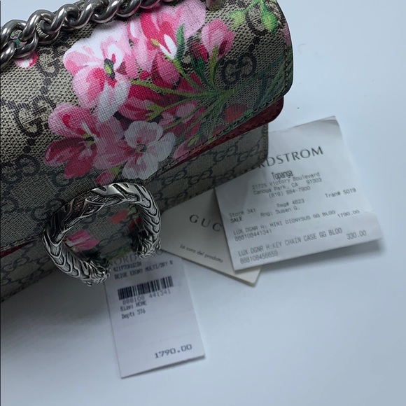 ❤️2XHP🎉NWT GUCCI MINI DIONYSUS GG BLOOM FLORAL HANDBAG - Picture 10 of 12